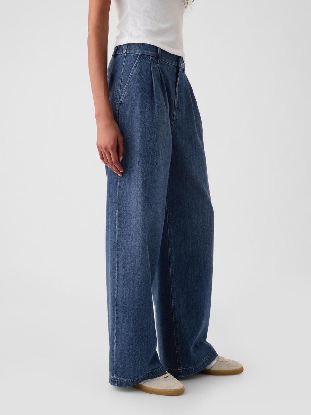 Gap 365 Trouser Wide Leg Jeans Medium Indigo Size 8 Tall - Picture 2 of 8